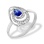Sapphire and Diamond Pear-shaped Ring. Certified 585 (14kt) White Gold, Rhodium Finish