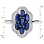 Dimensions of Sapphire and Diamond Shield-style Ring in 14K White Gold