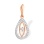 CZ Teardrop-shaped Pendant with Stylized Eye. Certified 585 (14kt) Rose Gold, Rhodium Detailing