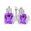 Emerald-cut Amethyst and Diamond Earrings. Certified 585 (14kt) White Gold