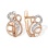 Multi Swirl Earrings Set with CZ. Certified 585 (14kt) Rose Gold, Rhodium Detailing