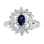 585 White Gold Ring with Oval Sapphire and Diamond Petals. View 2