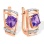 Amethyst & Diamond Quadrilateral-shaped Earrings. Certified 585 (14kt) Rose and White Gold
