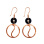 Black CZ Dangle Circles Hook Earrings. Certified 585 (14kt) Rose Gold