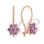Amethyst-like CZ Snowflake Kids' Earrings. Certified 585 (14kt) Rose Gold, Rhodium Detailing