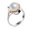 10mm Cultured Pearl Bimetal Ring. 925 Silver Sintered with 585 Rose Gold