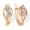 Abstract Floral Earrings with Diamonds. Certified 585 (14kt) Rose Gold, Rhodium Detailing