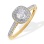 Swarovski Topaz and Diamond Engagement Ring. 585 (14kt) Yellow Gold, Rhodium Detailing