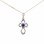 Sapphire Open Work Cross Pendant. Certified 585 (14kt) White Gold
