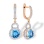 Swiss Blue Topaz Dangle Leverback  Earrings. 'Empress' Series, 585 (14kt) Rose Gold, Rhodium