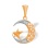 CZ Filigree Crescent and Star Pendant. Certified 585 (14kt) Rose Gold, Rhodium Detailing