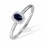 Elegant Ring Inlaid with Sapphire and Diamonds. Tested 585 (14K) White Gold, Rhodium Finish