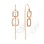 CZ Double Square Threader Chain Earrings. Certified 585 (14kt) Rose Gold