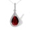 Garnet with CZ Teardrop-shaped Pendant. 585 (14kt) White Gold. 'Empress' Series