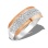 Pave CZ Segmented Bimetal Ring. 925 Silver Sintered with 585 Rose Gold