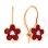 Enamel CZ 'Flower' Children's Earrings. Certified 585 (14kt) Rose Gold, Raspberry Enamel