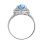 Sky blue topaz and diamond cocktail ring. View 3