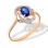 Flower-Inspired Diamond and Sapphire Ring. Certified 585 (14kt) Rose Gold, Rhodium Detailing