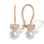 Pearl and CZ Kids' Earrings. Certified 585 (14K) Rose Gold