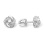 Tango Stud Earrings with Diamonds. Certified 585 White Gold, Rhodium, Screw Backs