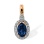 Sapphire and Diamond Pendant with Nostalgic Motif. Hypoallergenic Cadmium-free 585 (14K) Rose Gold