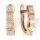 Earrings of 8 Diamond Square Clusters. Hypoallergenic 585 (14K) Rose Gold, Rhodium