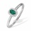 Elegant Ring Inlaid with Emerald and Diamonds. Tested 585 (14K) White Gold, Rhodium Finish
