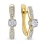 Diamond Fashion-focused Leverback Earrings. Certified 585 (14K) Yellow Gold, Rhodium Detailing