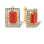Baguette-cut Coral and CZ Earrings