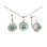 Emerald Diamond Earrings and Pendant. Certified 585 (14kt) White Gold