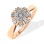 Illusion-set Diamond / Diamond-cut Ring. Certified 585 (14kt) Rose Gold, Rhodium Detailing