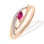 Marquise Ruby and Diamond Open Ring. 585 (14kt) Rose Gold, Rhodium Detailing