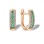 Emerald and Diamond Striped Earrings. Certified 585 (14kt) Rose Gold, Rhodium Detailing