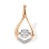 Pear Shape Pendant with a 'Fluttering' Diamond. Certified 585 (14kt) Rose Gold, Rhodium Detailing