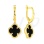 Black Onyx Quatrefoil Clover Earrings, Height 30mm. 585 (14kt) Yellow Gold, Vicenza Series