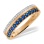 Glamorous Gold Ring with Sapphires and Diamonds. Hypoallergenic Cadmium-free 585 (14K) Rose Gold