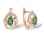 Flower-Inspired Emerald Diamond Earrings. 585 (14kt) Rose Gold, Rhodium Detailing