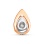 Diamond Teardrop Slide Pendant. Certified 585 (14kt) Rose Gold, Rhodium Detailing