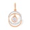 Dually Encircled Pendant with Dangle Swarovski CZ. Certified 585 (14kt) Rose Gold, Rhodium Detailing