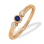 Three Stone Ring: Center Sapphire, Side Diamonds. Hypoallergenic Cadmium-free 585 (14K) Rose Gold