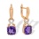 Neoclassical Earrings with Amethyst and Diamonds. Hypoallergenic Cadmium-free 585 (14K) Rose Gold