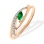 Marquise Emerald and Diamond Open Ring. 585 (14kt) Rose Gold, Rhodium Detailing