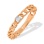 Chainlink-inspired Ring with 2 Baguette Diamonds. Hypoallergenic Cadmium-free 585 (14K) Rose Gold
