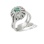 Oriental Motif Emerald and Diamond Ring. "The Art of Seduction" Series. 585 White Gold