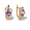 Luxury Classic Leverback Earrings. Quadrilateral-cut Amethyst and CZ