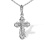 CZ Orthodox Cross for Her. Certified 585 (14kt) White Gold, Rhodium Finish