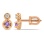 Amethyst and Diamond Two-Stone Stud Earrings. Hypoallergenic 585 (14K) Rose Gold, Screw Backs
