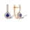 Sapphire with Diamond Halo Earrings. 585 (14kt) Rose Gold, Rhodium Detailing