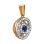 Pendant Featuring Sapphire and 34 Diamonds. Tested 585 (14K) Rose and White Gold. View 2