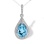 Blue Topaz with CZ Teardrop-shaped Pendant. 585 (14kt) White Gold. 'Empress' Series